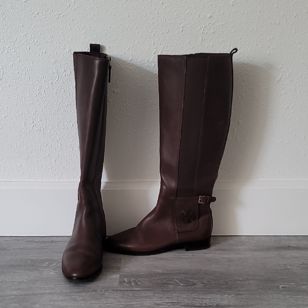 Tory Burch Chocolate Brown Over-The-Knee Leather Boots